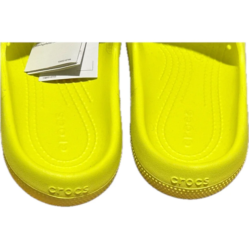 Crocs Classic Slide v2 Women 10 Neon Yellow NEW 209401-76M Lightweight Comfort